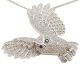 Silver owl pendant with white zirconia stones