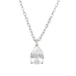 Silver chain with teardrop-shaped zirconia pendant