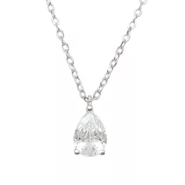 Silver chain with teardrop-shaped zirconia pendant