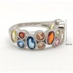 Silver ring with colored zirconia stones