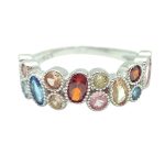 Silver ring with colored zirconia stones