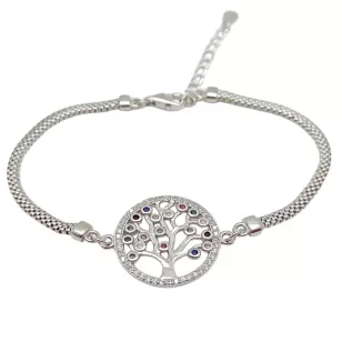 Silver bracelet with tree of life pendant