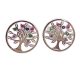 Silver tree of life earrings with 7 colored zirconia stones