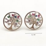 Silver tree of life earrings with 7 colored zirconia stones
