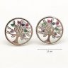 Silver tree of life earrings with 7 colored zirconia stones
