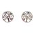 Silver tree of life earrings with 4 colored zirconia stones and heart leaves