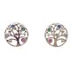 Silver tree of life earrings with 4 colored zirconia stones and heart leaves