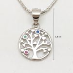 Silver tree of life pendant with colorful zirconia stones