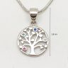 Silver tree of life pendant with colorful zirconia stones