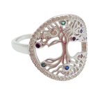Silver ring with tree of life motif