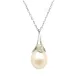 Silver necklace with teardrop-shaped pearl pendant