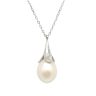 Silver necklace with teardrop-shaped pearl pendant