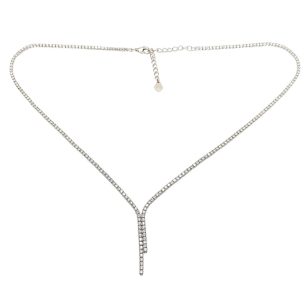 Silver Y-style necklace with zirconia stones