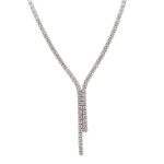 Silver Y-style necklace with zirconia stones