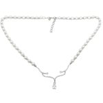 Silver necklace with pearls and zirconia