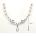 Silver necklace with pearls and zirconia