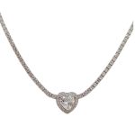 Silver necklace with heart motif and zirconia stones