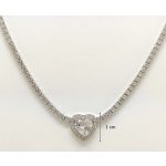 Silver necklace with heart motif and zirconia stones