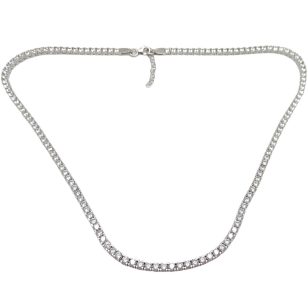 Silver tennis necklace with sparkling zirconia stones