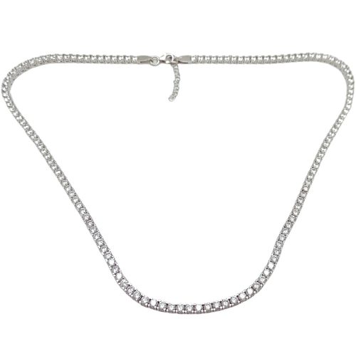 Silver tennis necklace with sparkling zirconia stones