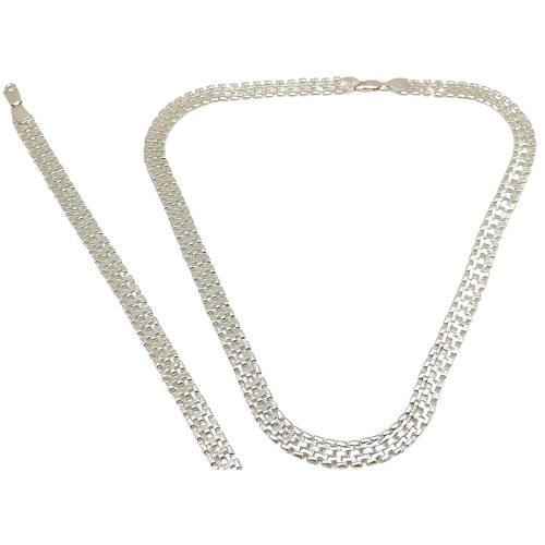 Silver jewelry set with necklace and bracelet 