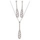 Silver jewelry set with drop earrings and pendant with zirconia stones