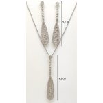 Silver jewelry set with drop earrings and pendant with zirconia stones