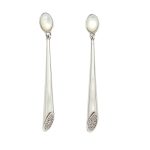 Silver jewelry set with pendant and earrings featuring mother-of-pearl decoration