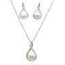   Silver jewelry set with pendant and earrings featuring pearls and zirconia stones