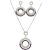 Silver jewelry set with pendant and earrings featuring black and white zirconia