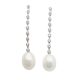 Silver casual earrings with pearl and zirconia embellishment