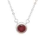 Silver necklace with ruby in a button setting