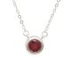 Silver necklace with ruby in a button setting
