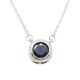 Silver necklace with sapphire stone in a button setting