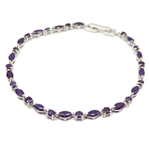Silver bracelet with genuine sapphire stones