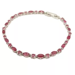 Silver bracelet with real ruby stones