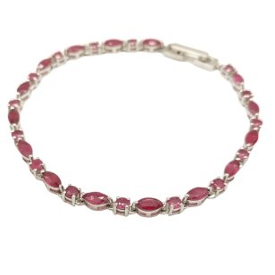 Silver bracelet with real ruby stones