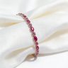 Silver bracelet with real ruby stones