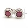 Silver earrings with ruby stones in button settings