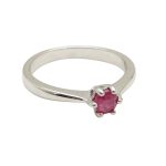 Silver engagement ring with pink ruby