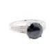 Silver ring with large blue sapphire stone and zirconia crystals