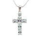 Silver cross pendant with genuine blue topaz