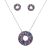 Silver necklace and earrings set with colorful zirconia stones