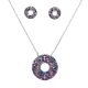 Silver necklace and earrings set with colorful zirconia stones