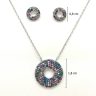   Silver necklace and earrings set with colorful zirconia stones