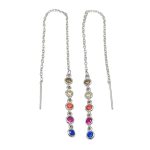 French wire / Fish hook earrings with dangling colored zirconia stones