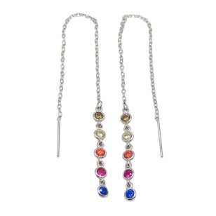   French wire / Fish hook earrings with dangling colored zirconia stones