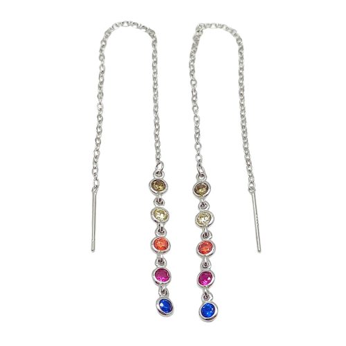 French wire / Fish hook earrings with dangling colored zirconia stones