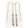   French wire / Fish hook earrings with dangling colored zirconia stones