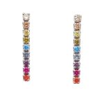 Drop / Dangle earrings in silver with multicolored zirconia stones